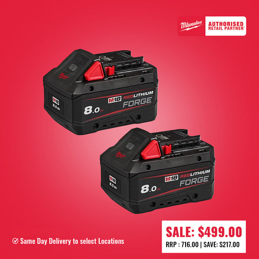 MILWAUKEE 18V REDLITHIUM™ FORGE™ 8.0Ah Battery Twin Pack M18FB82
