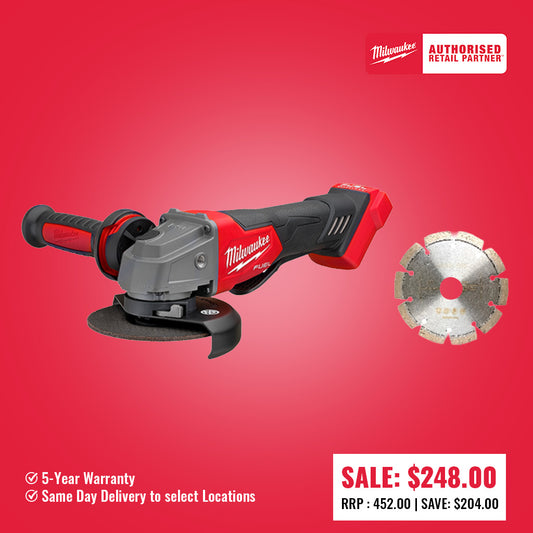 Milwaukee M18 FUEL™ 125 mm (5") Angle Grinder with Deadman Paddle Switch (Tool Only) - M18FAG125XPD-0 (OUT OF BOX) WITH BONUS 5" DIAMOND BLADE