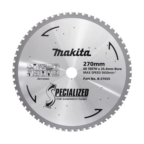 Makita Cool Room Panel Tct Saw Blade 270mm X 25.4mm X 60T B-37655