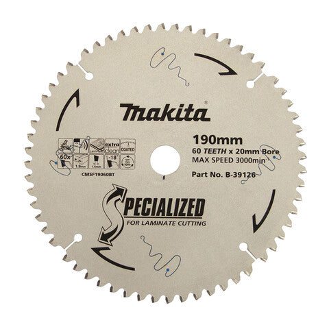Makita Laminate 60T TCT Circular Saw Blade 190mm X 20mm B-39126
