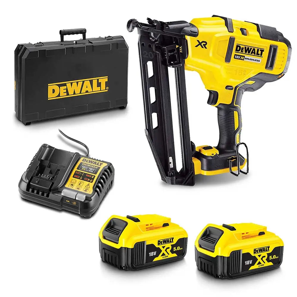 DeWalt 18V 5.0Ah XR Li-ion Cordless Brushless 16Ga Second Fix Nailer Combo Kit DCN660P2-XE