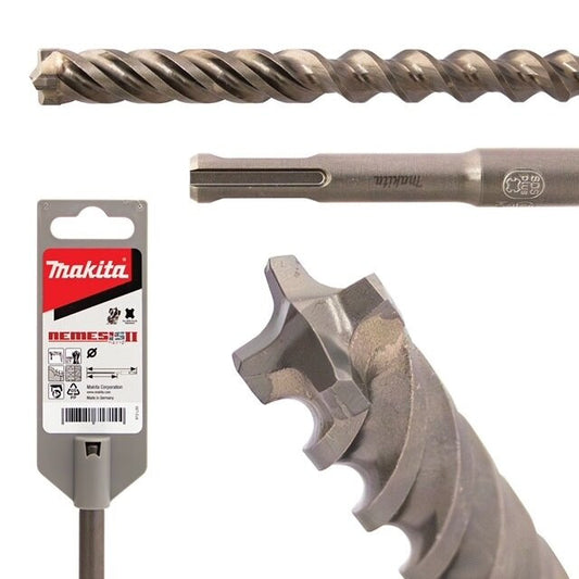 Makita NEMESIS-2 SDS-PLUS 4-CUTTER DRILL BIT 165mm - 12pk SET - ( 1x 5 x 165 & 3ea 6 / 8 / 10 x 165 & 2x 12 x 165mm ) E-22202