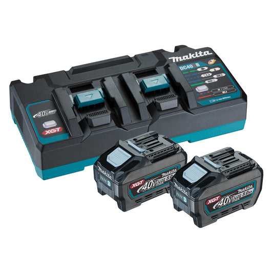 Makita 40V MAX RAPID DUAL CHARGER AND 2X 5AH - 1913Y7-1