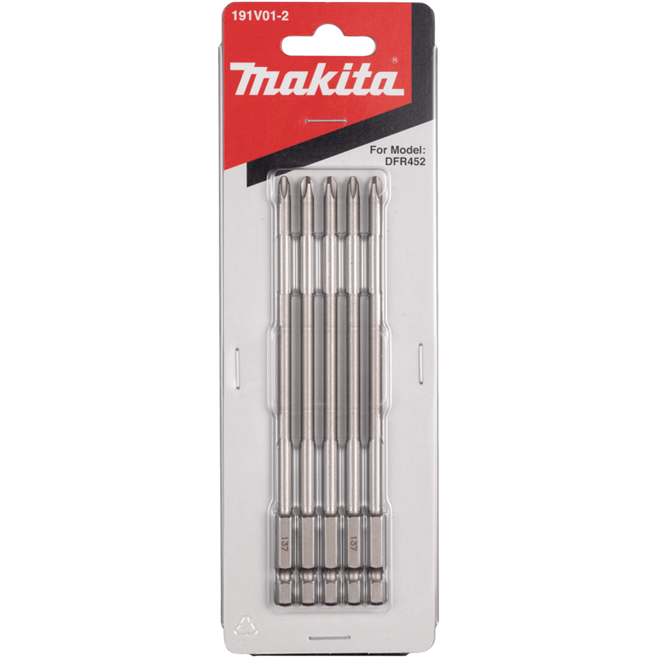 Makita PH2 x 137mm Autofeed Screwdriver Bits  5 Pack  Suits DFR453  191V01-2