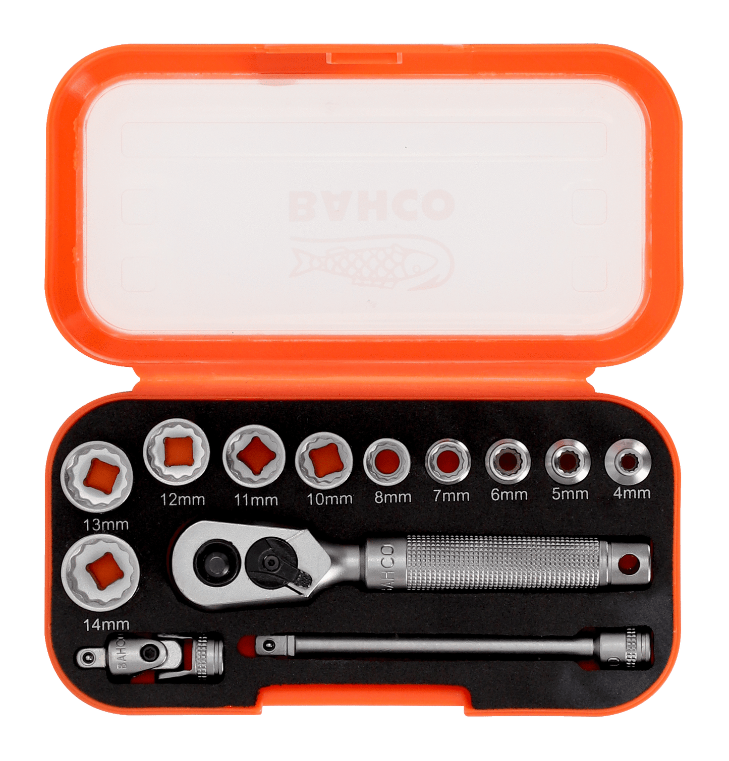 Bahco 1/4" Square Drive Socket Set with Metric Bi-Hex Profile - 13 Pcs  S13MC10.5