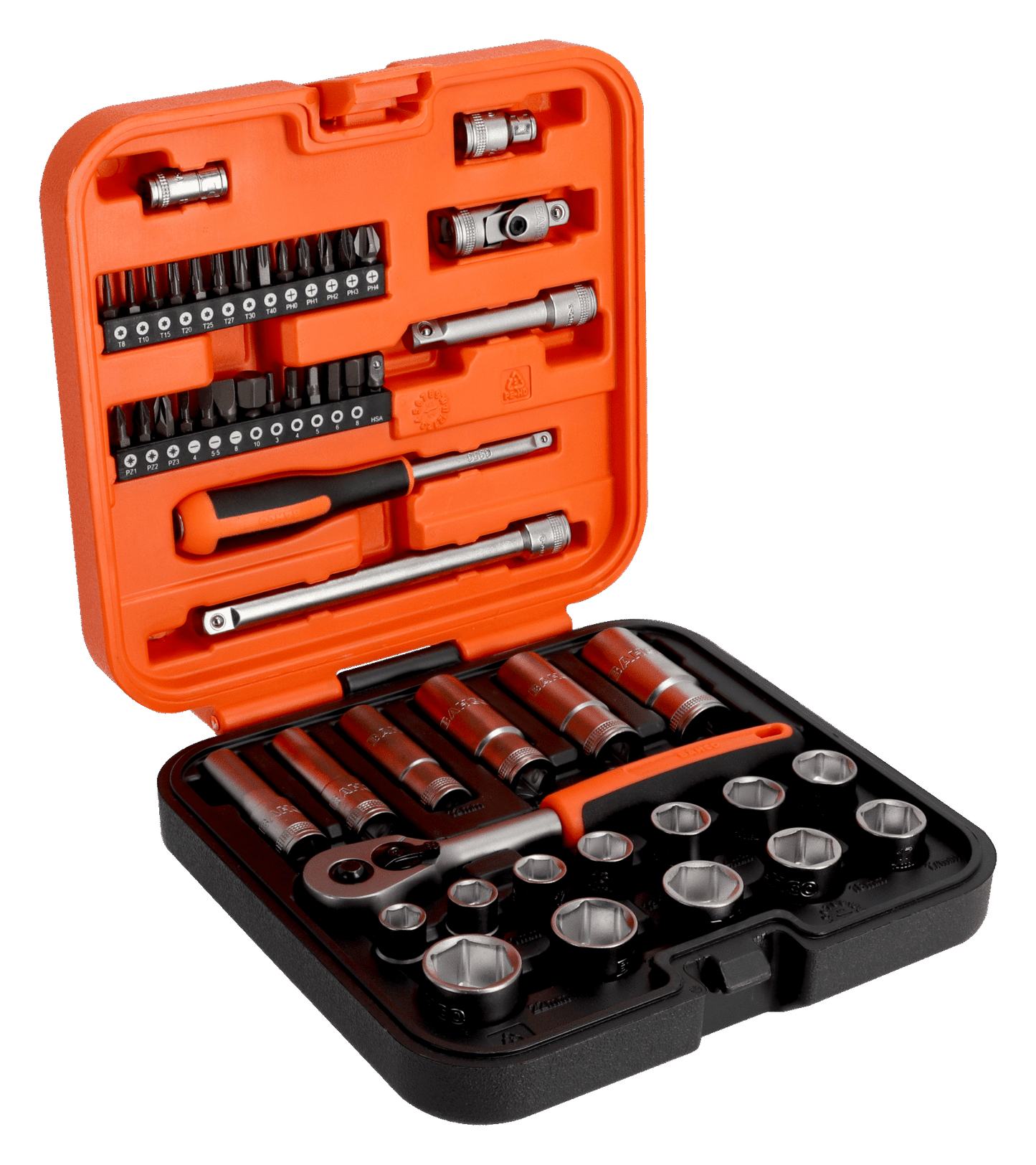 Bahco 3/8" Square Drive Standard and Deep Socket Set with Metric Hex Profile and 1/4" Bits - 51 Pcs  S51MC3H
