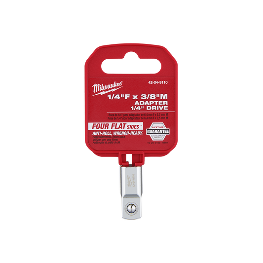 Milwaukee 1/4" Drive 1/4"F X 3/8"M Adapter - 42049110 - Available at Power Tool Specialists, Carlton, Victoria, Australia.