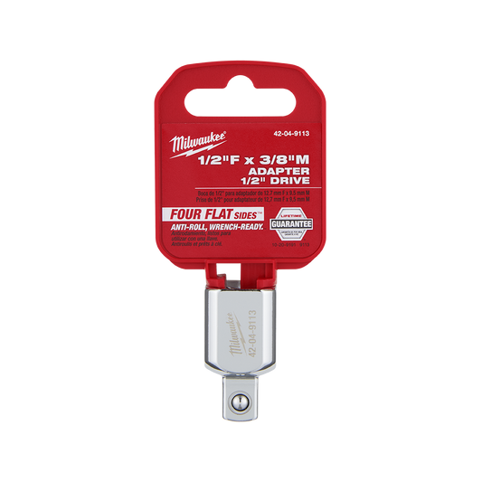 Milwaukee 1/2" Drive 1/2"F X 3/8"M Adapter - 42049113 - Available at Power Tool Specialists, Carlton, Victoria, Australia.