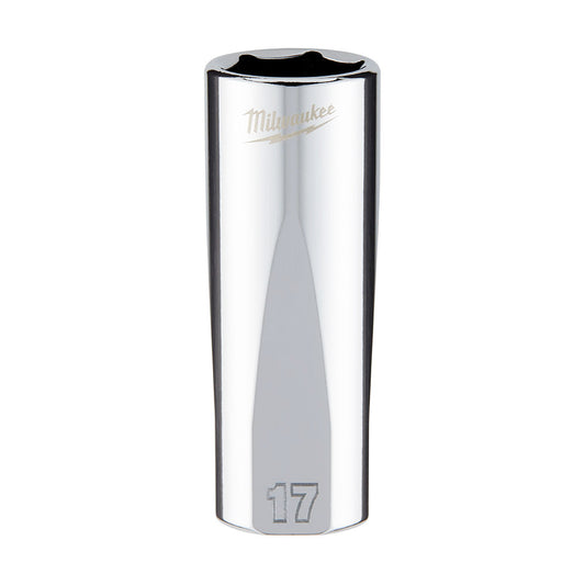 Milwaukee 3/8" Drive Socket Metric Deep 17mm - 45340117 - Available at Power Tool Specialists, Carlton, Victoria, Australia.