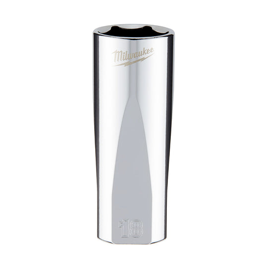 Milwaukee 3/8" Drive Socket Metric Deep 18mm - 45340118 - Available at Power Tool Specialists, Carlton, Victoria, Australia.