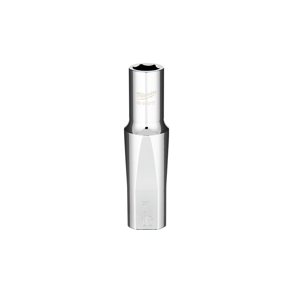 Milwaukee 1/2" Drive Socket SAE Deep 7/16" - 45342101 - Available at Power Tool Specialists, Carlton, Victoria, Australia.