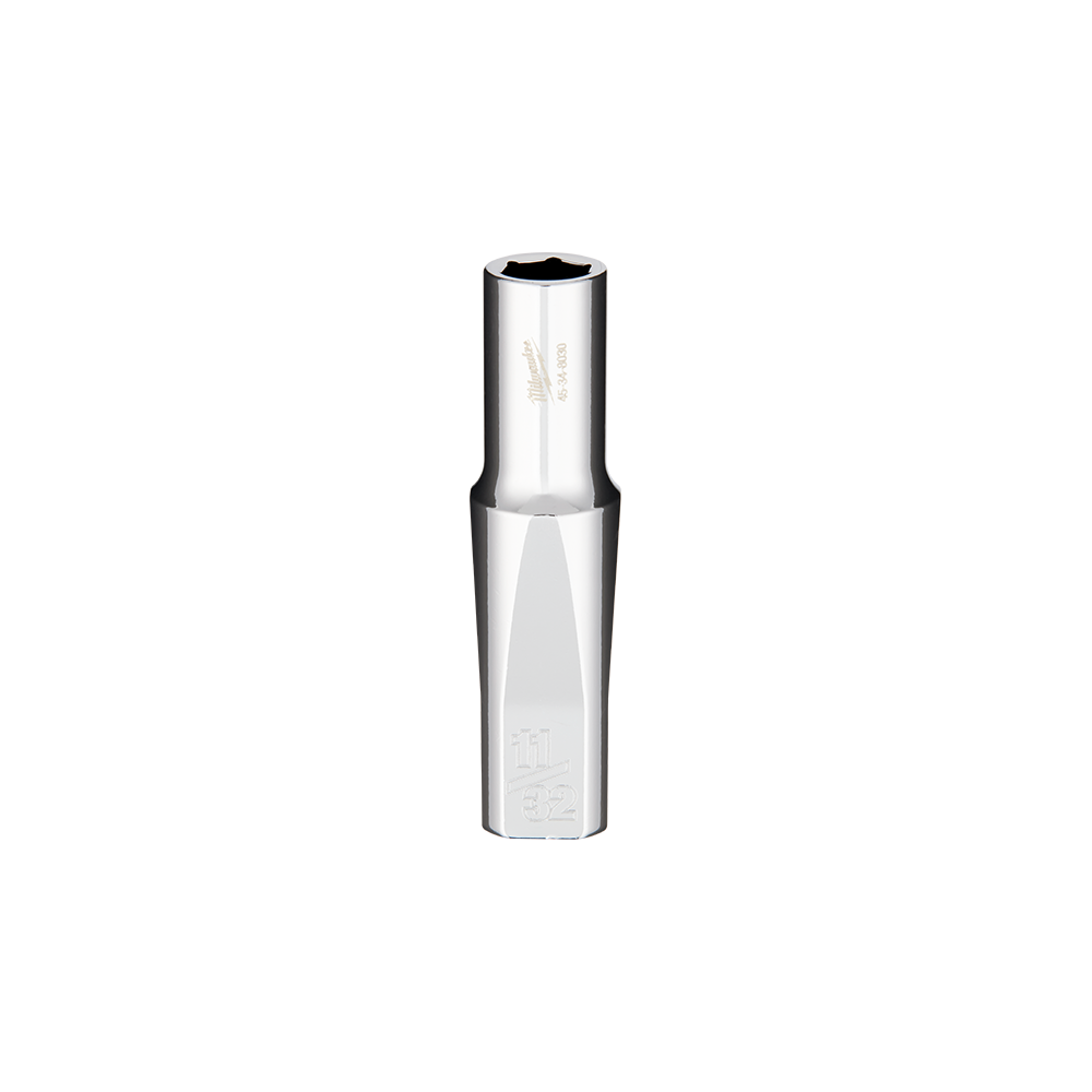 Milwaukee 3/8" Drive Socket SAE Deep 11/32" - 45348030 - Available at Power Tool Specialists, Carlton, Victoria, Australia.