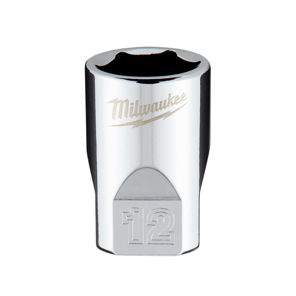 Milwaukee 1/4" Drive Socket Metric Standard 12mm - 45349038 - Available at Power Tool Specialists, Carlton, Victoria, Australia.