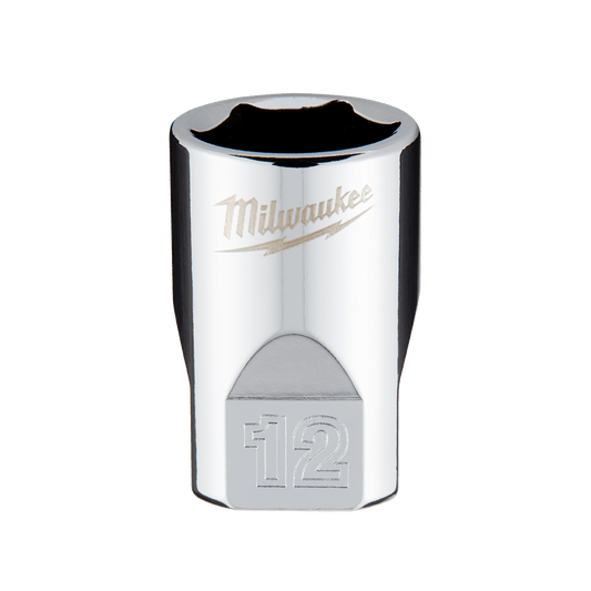 Milwaukee 1/4" Drive Socket Metric Standard 12mm - 45349038 - Available at Power Tool Specialists, Carlton, Victoria, Australia.