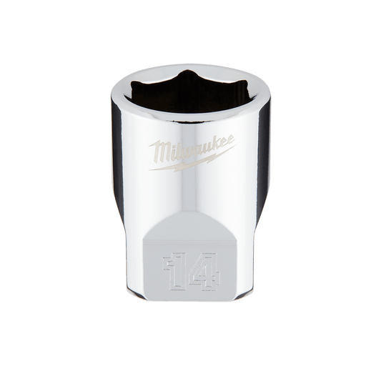 Milwaukee 1/4" Drive Socket Metric Standard 14mm - 45349040 - Available at Power Tool Specialists, Carlton, Victoria, Australia.