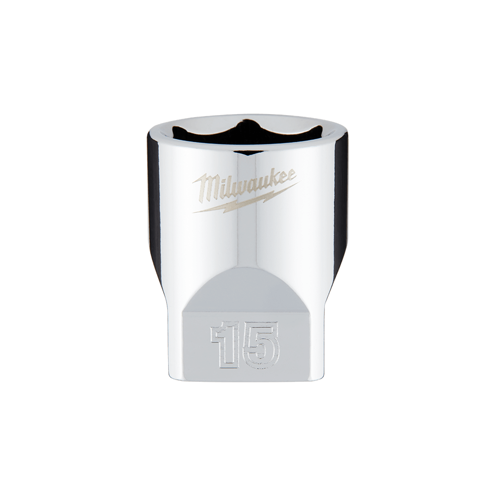 Milwaukee 1/4" Drive Socket Metric Standard 15mm - 45349041 - Available at Power Tool Specialists, Carlton, Victoria, Australia.