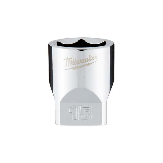 Milwaukee 1/4" Drive Socket Metric Standard 15mm - 45349041 - Available at Power Tool Specialists, Carlton, Victoria, Australia.