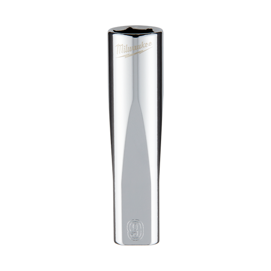 Milwaukee 1/4" Drive Socket Metric Deep 9mm - 45349047 - Available at Power Tool Specialists, Carlton, Victoria, Australia.