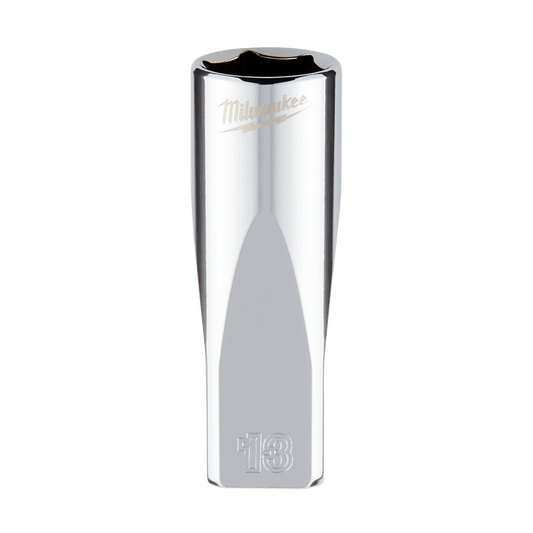 Milwaukee 1/4" Drive Socket Metric Deep 13mm - 45349051 - Available at Power Tool Specialists, Carlton, Victoria, Australia.