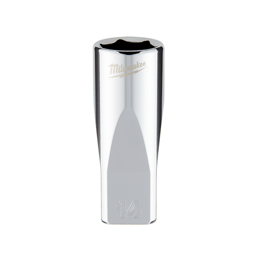 Milwaukee 1/4" Drive Socket Metric Deep 14mm - 45349052 - Available at Power Tool Specialists, Carlton, Victoria, Australia.