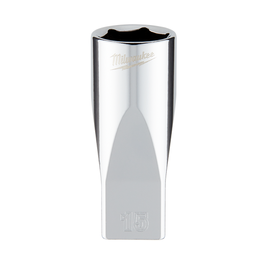 Milwaukee 1/4" Drive Socket Metric Deep 15mm - 45349053 - Available at Power Tool Specialists, Carlton, Victoria, Australia.