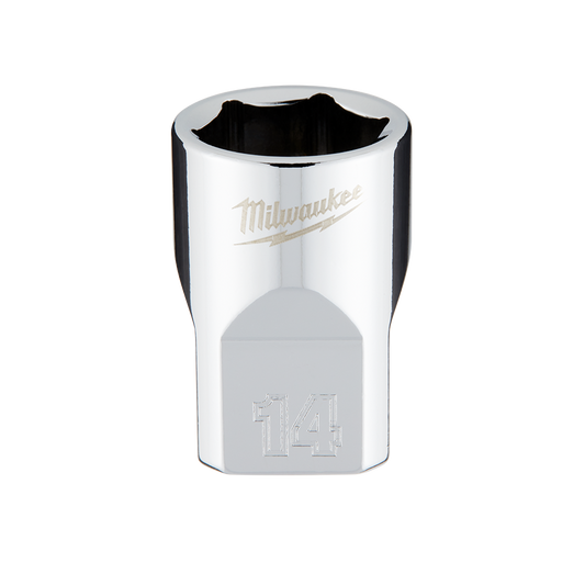 Milwaukee 3/8" Drive Socket Metric Standard 14mm - 45349084 - Available at Power Tool Specialists, Carlton, Victoria, Australia.