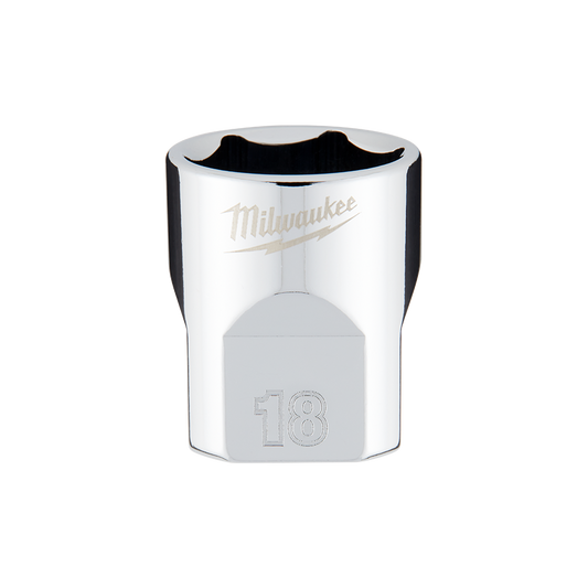 Milwaukee 3/8" Drive Socket Metric Standard 18mm - 45349088 - Available at Power Tool Specialists, Carlton, Victoria, Australia.