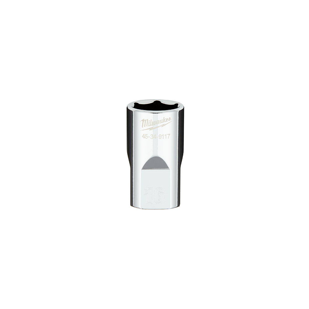 Milwaukee 1/2" Drive Socket  Metric Standard 16mm - 45349117 - Available at Power Tool Specialists, Carlton, Victoria, Australia.