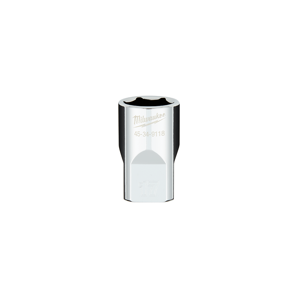 Milwaukee 1/2" Drive Socket  Metric Standard 17mm - 45349118 - Available at Power Tool Specialists, Carlton, Victoria, Australia.
