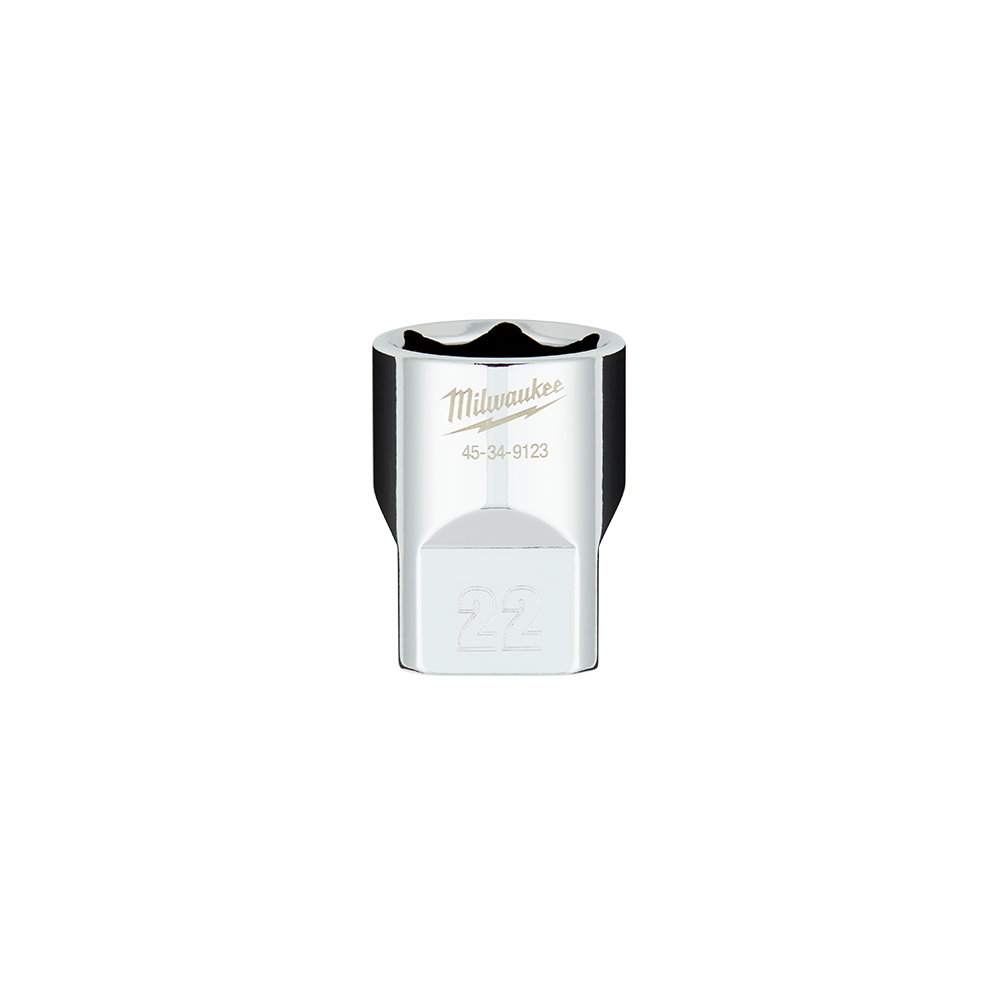 Milwaukee 1/2" Drive Socket  Metric Standard 22mm - 45349123 - Available at Power Tool Specialists, Carlton, Victoria, Australia.