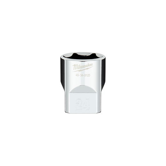 Milwaukee 1/2" Drive Socket  Metric Standard 24mm - 45349125 - Available at Power Tool Specialists, Carlton, Victoria, Australia.