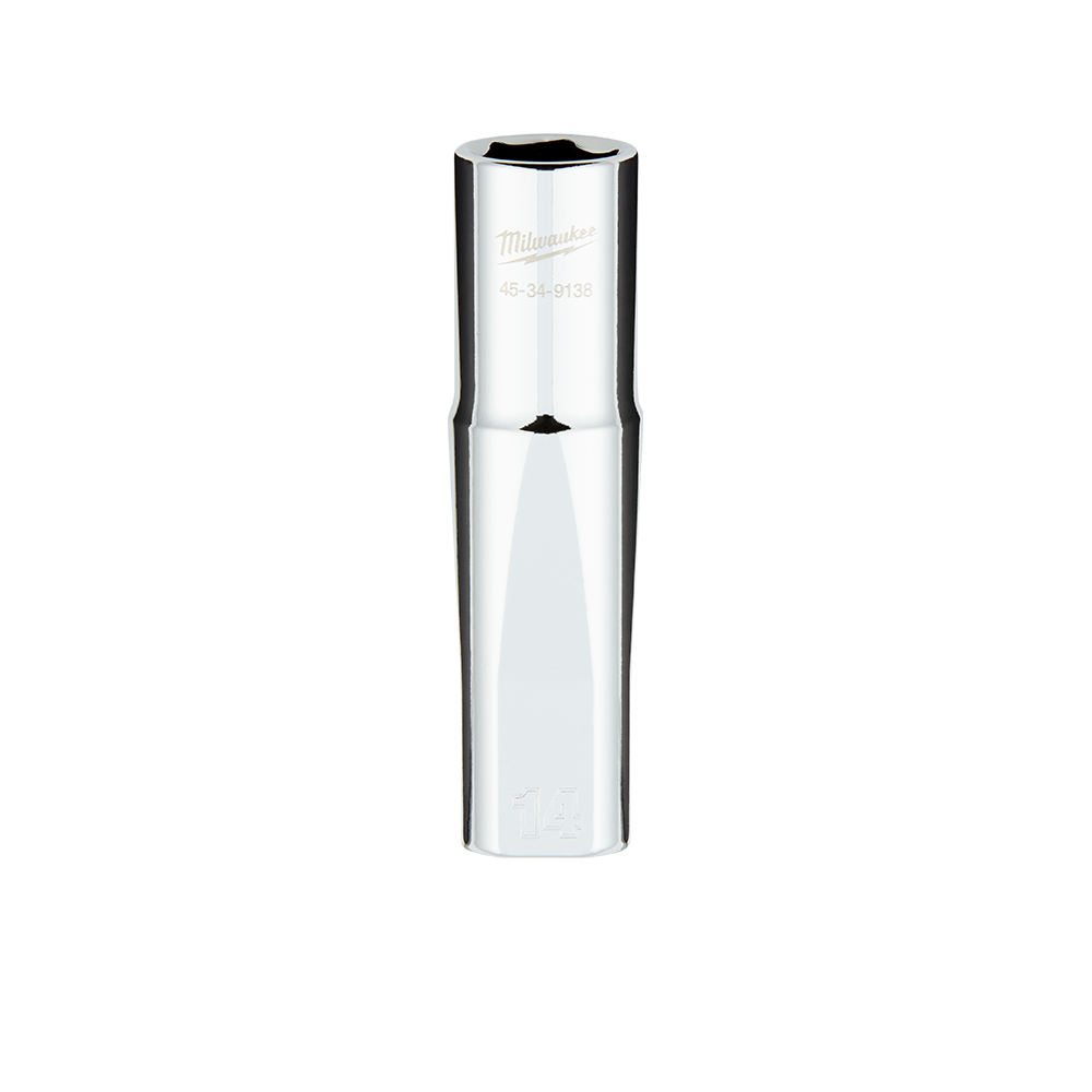 Milwaukee 1/2" Drive Socket  Metric Deep 14mm - 45349138 - Available at Power Tool Specialists, Carlton, Victoria, Australia.