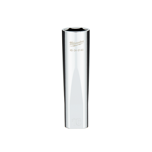 Milwaukee 1/2" Drive Socket  Metric Deep 16mm - 45349140 - Available at Power Tool Specialists, Carlton, Victoria, Australia.