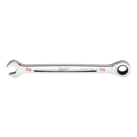 Milwaukee 7/16 SAE Ratcheting Combo Wrench - 45969214 - Available at Power Tool Specialists, Carlton, Victoria, Australia.
