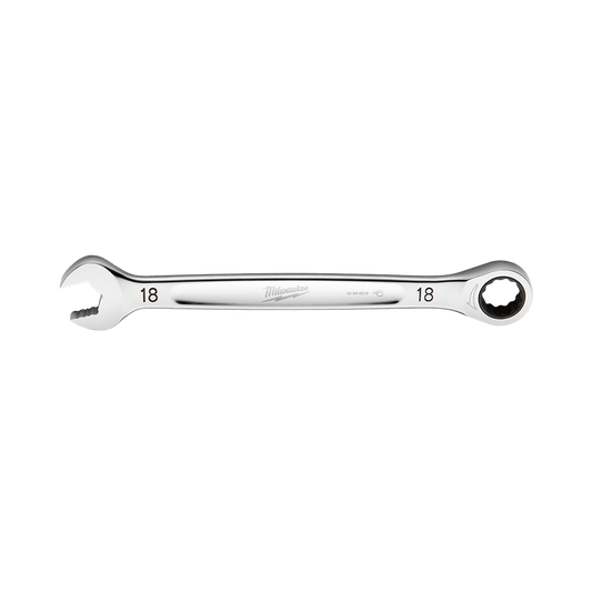 Milwaukee 18mm Ratcheting Combo Wrench - 45969318 - Available at Power Tool Specialists, Carlton, Victoria, Australia.
