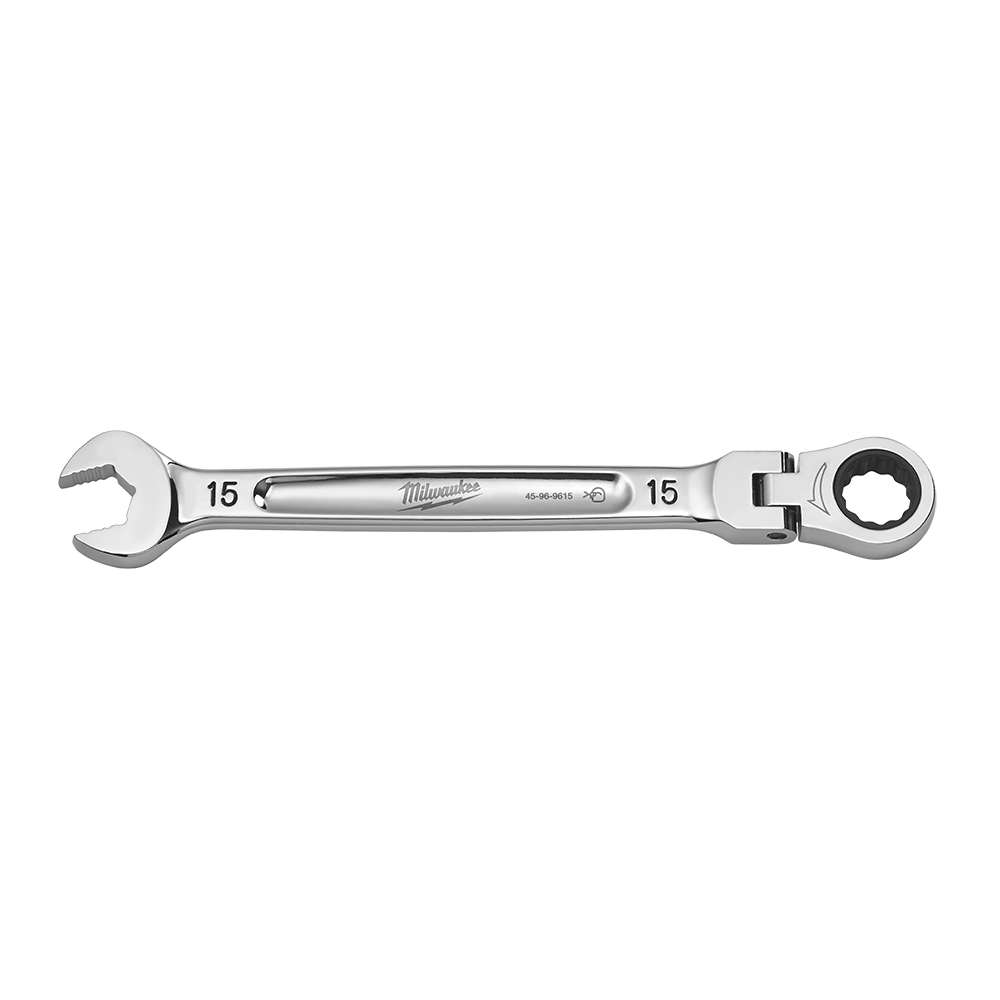 Milwaukee 15mm Flex Head Combination Wrench - 45969615 - Available at Power Tool Specialists, Carlton, Victoria, Australia.