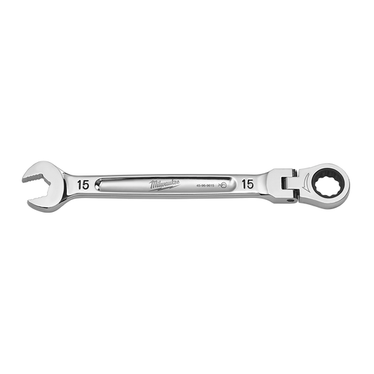 Milwaukee 15mm Flex Head Combination Wrench - 45969615 - Available at Power Tool Specialists, Carlton, Victoria, Australia.