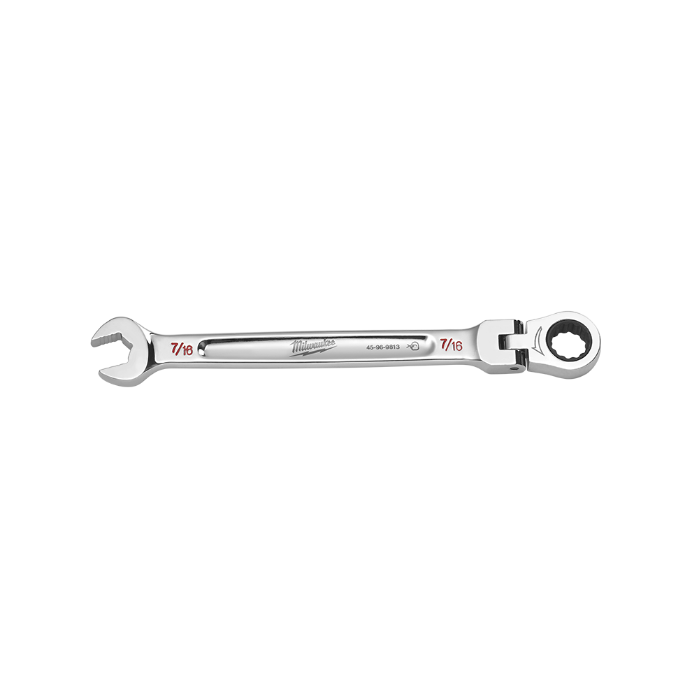 Milwaukee 7/16in. Flex Head Combination Wrench - 45969813 - Available at Power Tool Specialists, Carlton, Victoria, Australia.