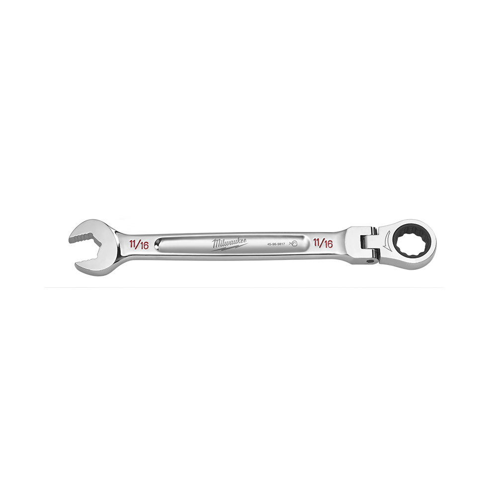 Milwaukee 11/16in. Flex Head Combination Wrench - 45969817 - Available at Power Tool Specialists, Carlton, Victoria, Australia.