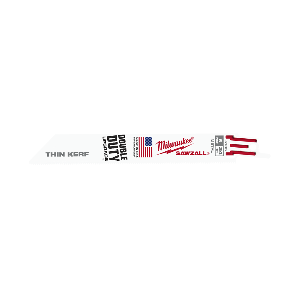 Milwaukee SAWZALL™ Thin Kerf Metal 150mm 6" 24TPI Blade 5 Pack - 48005186 - Available at Power Tool Specialists, Carlton, Victoria, Australia.