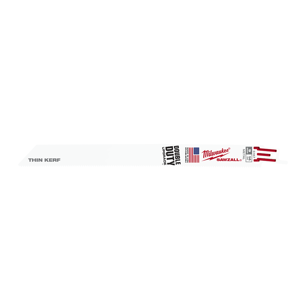 Milwaukee SAWZALL™ Thin Kerf Metal 230mm 9" 14TPI Blade 100 Pack - BOM - 48005187A - Available at Power Tool Specialists, Carlton, Victoria, Australia.