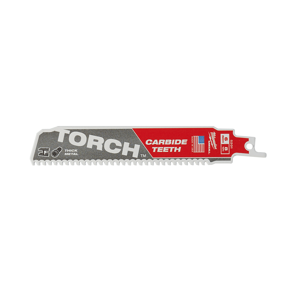Milwaukee SAWZALL™ The TORCH™ with Carbide Teeth 150mm 6" 8TPI Blade 1 Pack - 48005201 - Available at Power Tool Specialists, Carlton, Victoria, Australia.