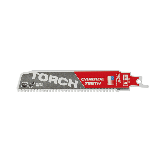 Milwaukee SAWZALL™ The TORCH™ with Carbide Teeth 150mm 6" 8TPI Blade 1 Pack - 48005201 - Available at Power Tool Specialists, Carlton, Victoria, Australia.