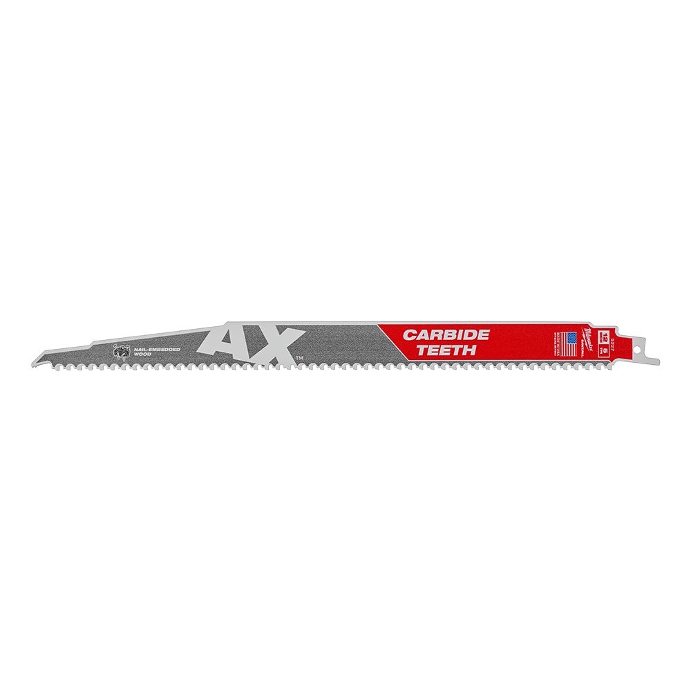Milwaukee SAWZALL™ The AX™ with Carbide Teeth 300mm 12" 5TPI Blade 1 Pack - 48005227 - Available at Power Tool Specialists, Carlton, Victoria, Australia.