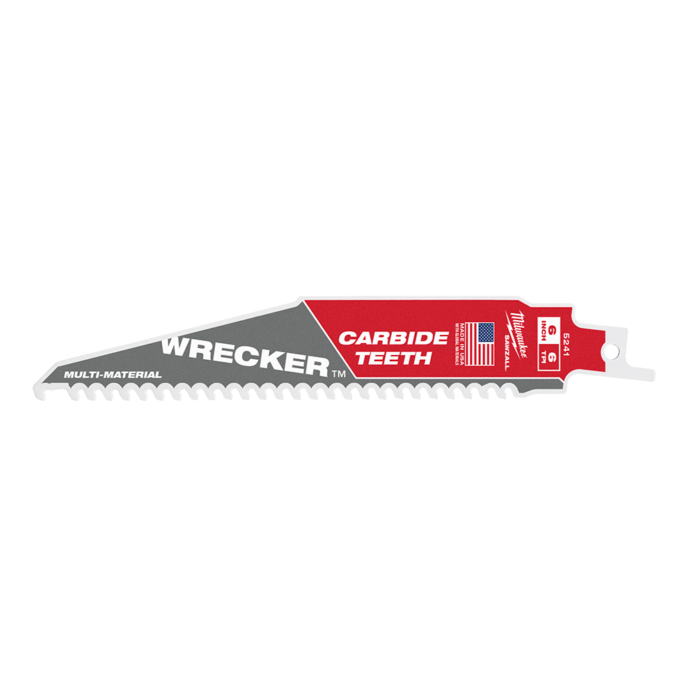 Milwaukee SAWZALL™ The WRECKER™ with Carbide Teeth Demolition 150mm 6" 6TPI Blade 1 Pack - 48005241 - Available at Power Tool Specialists, Carlton, Victoria, Australia.