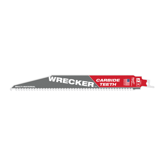 Milwaukee SAWZALL™ The WRECKER™ with Carbide Teeth Demolition 230mm 9" 6TPI Blade 1 Pack - 48005242 - Available at Power Tool Specialists, Carlton, Victoria, Australia.