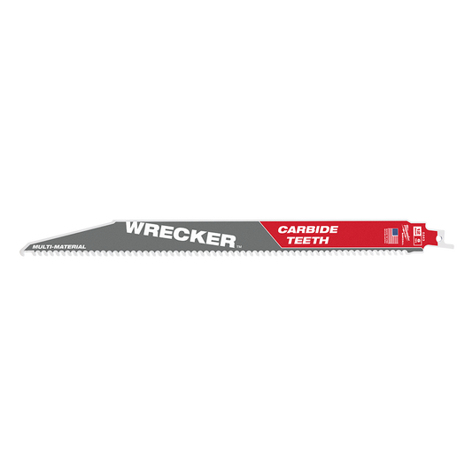 Milwaukee SAWZALL™ The WRECKER™ with Carbide Teeth Demolition 300mm 12" 6TPI Blade 1 Pack - 48005243 - Available at Power Tool Specialists, Carlton, Victoria, Australia.