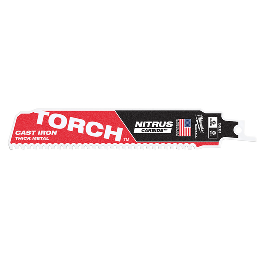 Milwaukee SAWZALL™ The TORCH™ with NITRUS CARBIDE™™ Teeth 150mm 6" 8TPI Blade 1 Pack - 48005261 - Available at Power Tool Specialists, Carlton, Victoria, Australia.