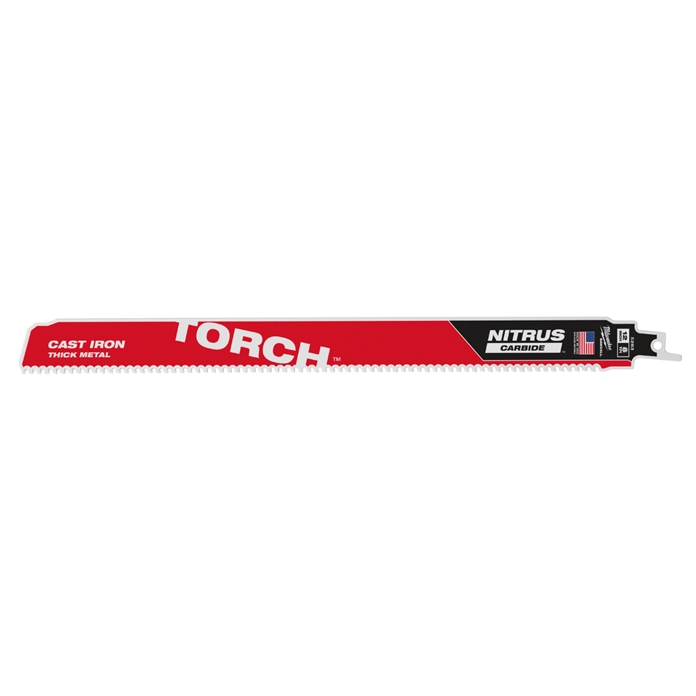 Milwaukee SAWZALL™ The TORCH™ with NITRUS CARBIDE™™ Teeth 300mm 12" 8TPI Blade 1 Pack - 48005263 - Available at Power Tool Specialists, Carlton, Victoria, Australia.