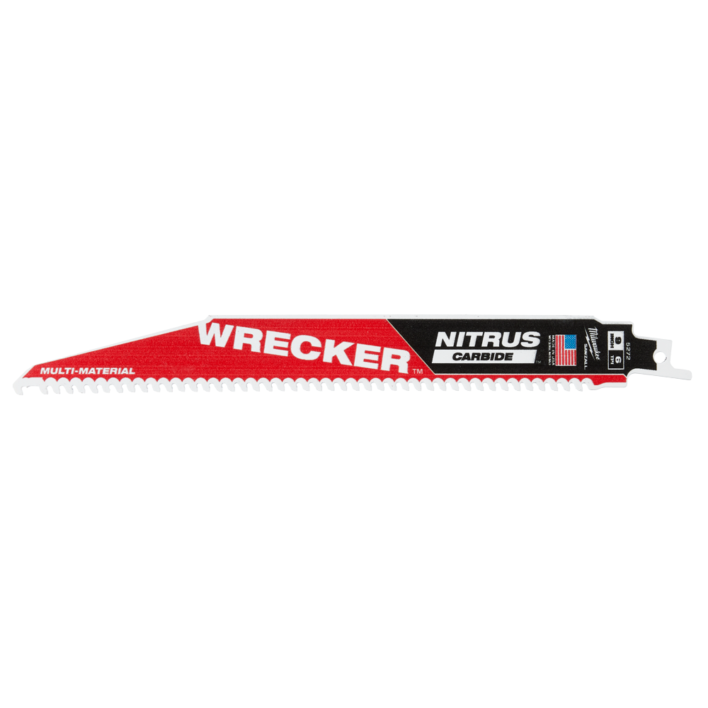 Milwaukee SAWZALL™ The WRECKER™ with NITRUS CARBIDE™ Teeth Demolition 230mm 9" 6TPI Blade 1 Pack - 48005272 - Available at Power Tool Specialists, Carlton, Victoria, Australia.